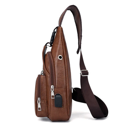 Travel Men'S Crossbody Bags USB Chest Bag Designer Messenger Bag Leather Shoulder Bags Diagonal Package New Back Pack