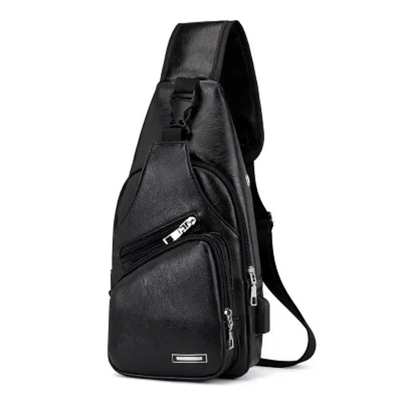 Travel Men'S Crossbody Bags USB Chest Bag Designer Messenger Bag Leather Shoulder Bags Diagonal Package New Back Pack